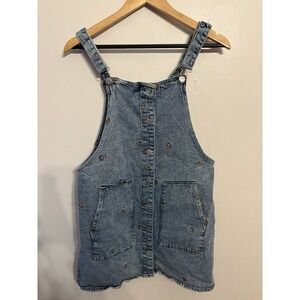 Tinsel Town Women's Denim Overall Dress Embroidered Butterflies Stretch XL